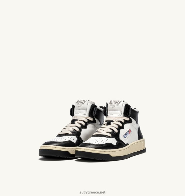 Autry άνδρες δίχρωμα mid sneakers medalist σε δερμάτινο λευκό και μαύρο 04FXF26 - Image 2