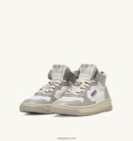 Autry άνδρες δίχρωμα mid sneakers medalist σε δερμάτινο λευκό και vapor τόνο 04FXF27 - Image 2
