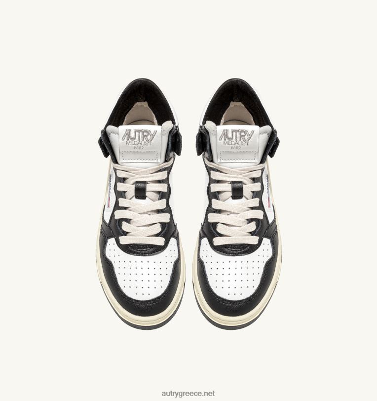 Autry άνδρες δίχρωμα mid sneakers medalist σε δερμάτινο λευκό και μαύρο 04FXF26 - Image 5