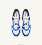 Autry άνδρες δίχρωμα mid sneakers medalist σε δερμάτινο λευκό και prince blue 04FXF24 - Image 5