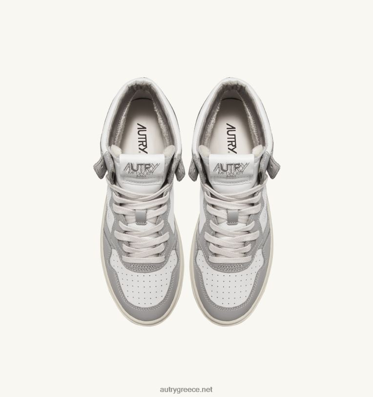 Autry άνδρες δίχρωμα mid sneakers medalist σε δερμάτινο λευκό και vapor τόνο 04FXF27 - Image 5