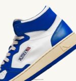 Autry άνδρες δίχρωμα mid sneakers medalist σε δερμάτινο λευκό και prince blue 04FXF24 - Image 6