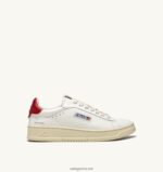 Autry άνδρες Ντάλας χαμηλά αθλητικά παπούτσια σε δερμάτινο λευκό και κόκκινο 04FXF72