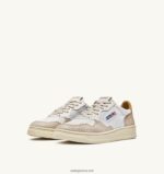 Autry άνδρες Ολυμπιονίκης χαμηλό sneaker από μαλακό κατσικίσιο δέρμα με εφέ δράκου και λευκό κρακελέ nubuck 04FXF53 - Image 2