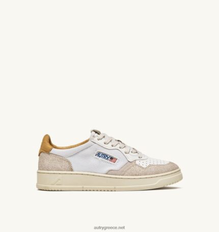 Autry άνδρες Ολυμπιονίκης χαμηλό sneaker από μαλακό κατσικίσιο δέρμα με εφέ δράκου και λευκό κρακελέ nubuck 04FXF53