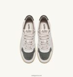Autry άνδρες Ολυμπιονίκης χαμηλό sneaker σε καστόρι και pelle bianco και στρατιωτικό 04FXF62 - Image 5