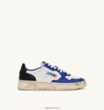 Autry άνδρες σούπερ vintage χαμηλά sneakers σε δερμάτινο λευκό μπλε και μαύρο 04FXF28