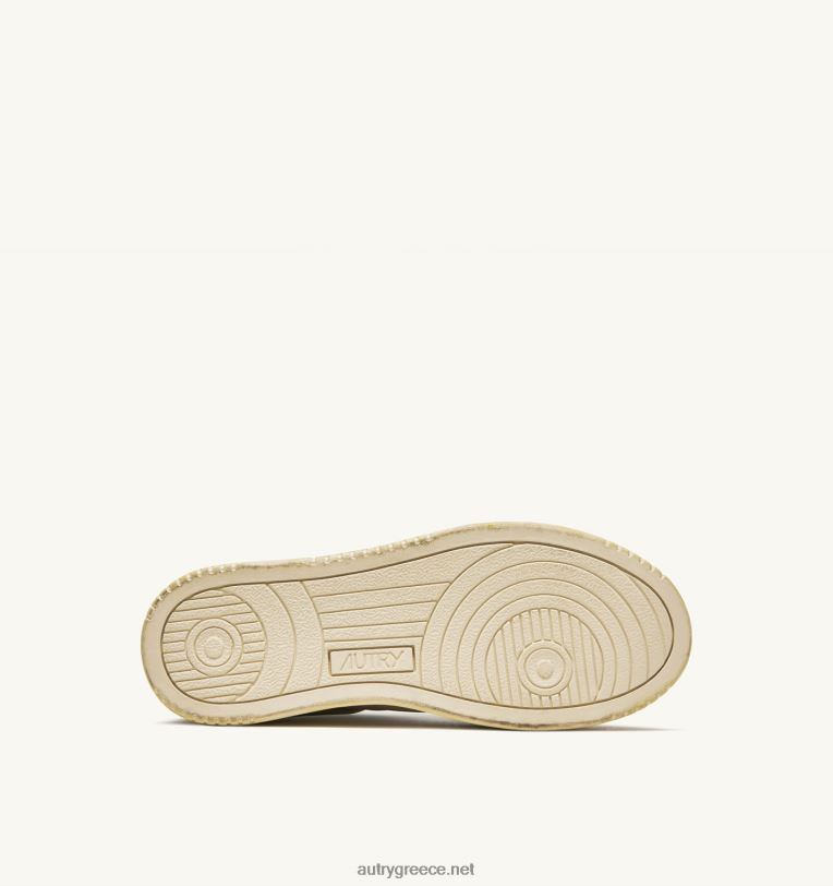 Autry άνδρες σούπερ vintage χαμηλά sneakers σε κιτρινωπό αποτέλεσμα δέρμα λευκό και πορτοκαλί 04FXF65 - Image 4