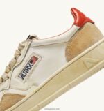 Autry άνδρες σούπερ vintage χαμηλά sneakers σε κιτρινωπό αποτέλεσμα δέρμα λευκό και πορτοκαλί 04FXF65 - Image 6