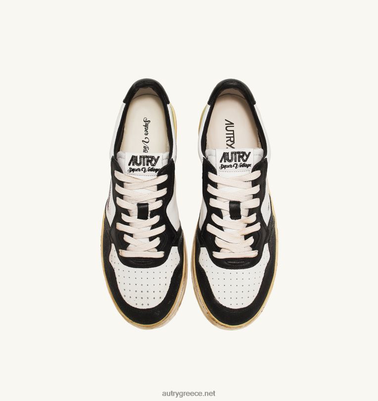 Autry άνδρες σούπερ vintage χαμηλό sneaker σε λευκό μαύρο και πράσινο δέρμα 04FXF31 - Image 5