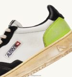 Autry άνδρες σούπερ vintage χαμηλό sneaker σε λευκό μαύρο και πράσινο δέρμα 04FXF31 - Image 6