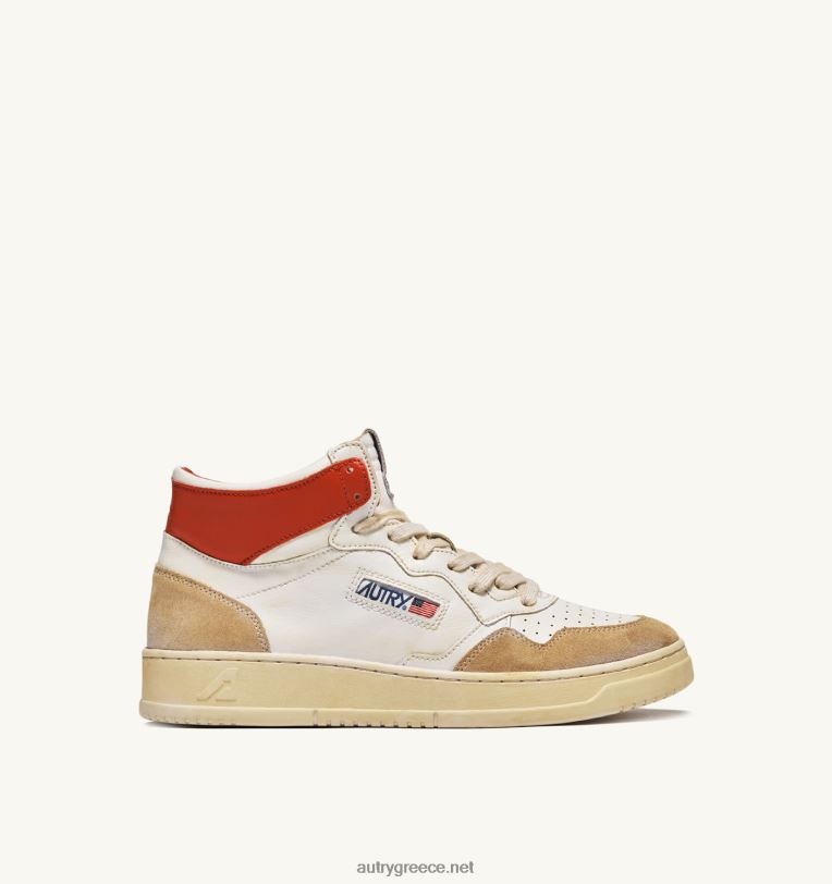 autry_ceaccebdceb4cf81ceb5cf82_cf83cebfcf8dcf80ceb5cf81_vintage_mid_sneakers_cf83ceb5_cebaceb9cf84cf81ceb9cebdcf89cf80cf8c_ceb1cf8.jpg Autry άνδρες σούπερ vintage mid sneakers σε κιτρινωπό αποτέλεσμα δέρμα λευκό και πορτοκαλί 04FXF68 - Image 1