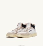 Autry άνδρες medalist mid sneakers σε δέρμα και σουέτ λευκό μαύρο 04FXF37 - Image 2