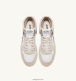 Autry άνδρες medalist mid sneakers σε δέρμα και σουέτ λευκό μαύρο 04FXF37 - Image 5