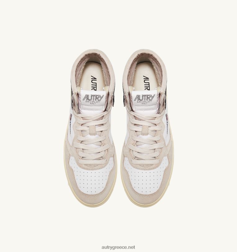 Autry άνδρες medalist mid sneakers σε δέρμα και σουέτ λευκό μαύρο 04FXF37 - Image 5