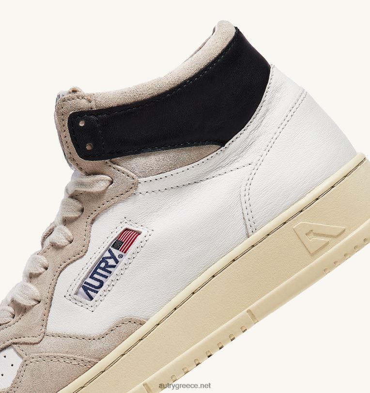 Autry άνδρες medalist mid sneakers σε δέρμα και σουέτ λευκό μαύρο 04FXF37 - Image 6