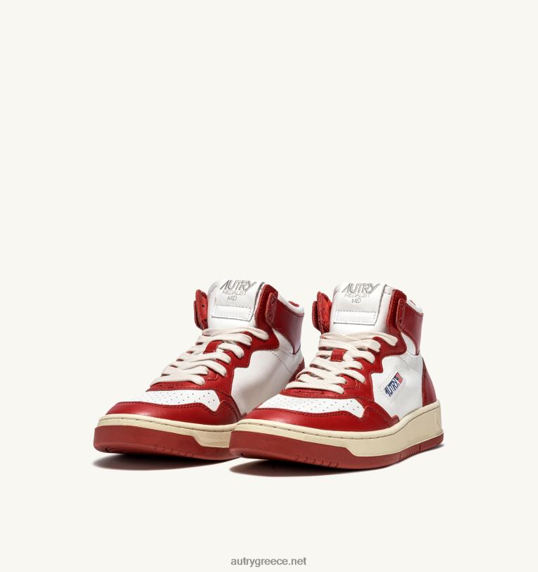 Autry άνδρες medalist mid sneakers σε λευκό και κόκκινο δέρμα 04FXF23 - Image 2