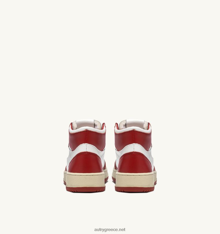 Autry άνδρες medalist mid sneakers σε λευκό και κόκκινο δέρμα 04FXF23 - Image 3