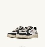 Autry άνδρες super vintage χαμηλά sneakers σε δερμάτινο λευκό μαύρο και ασημί 04FXF29 - Image 2