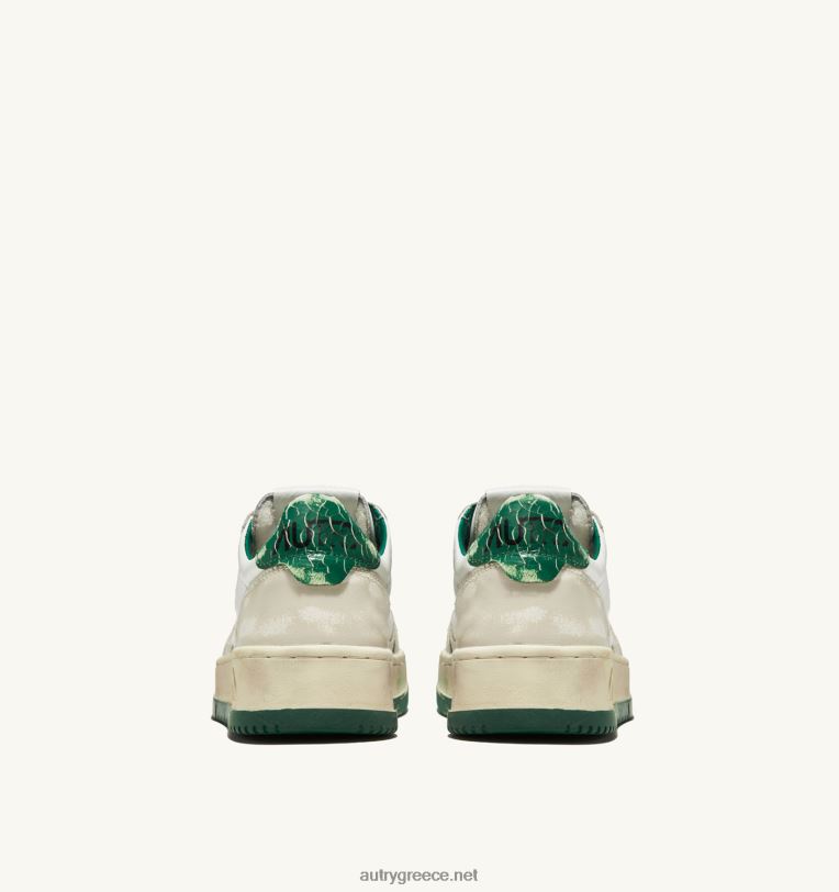 Autry άνδρες super vintage χαμηλά sneakers σε δερμάτινο λευκό ιβουάρ και πράσινο 04FXF64 - Image 3