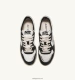 Autry άνδρες super vintage χαμηλά sneakers σε δερμάτινο λευκό μαύρο και ασημί 04FXF29 - Image 5
