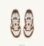 Autry άνδρες super vintage χαμηλά sneakers σε δερμάτινο λευκό καφέ και ροζ 04FXF63 - Image 5