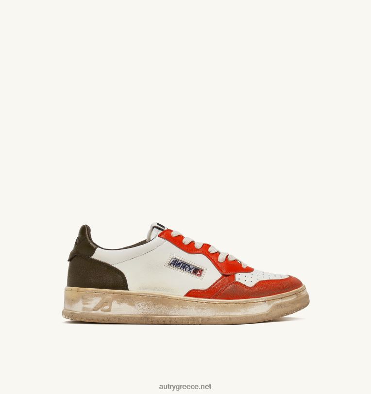 autry_ceaccebdceb4cf81ceb5cf82_super_vintage_cf87ceb1cebcceb7cebbceac_sneakers_cf83ceb5_ceb4ceb5cf81cebcceaccf84ceb9cebdcebf_cebbce.jpg Autry άνδρες super vintage χαμηλά sneakers σε δερμάτινο λευκό πορτοκαλί και στρατιωτικό τόνο 04FXF32 - Image 1