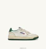 Autry άνδρες super vintage χαμηλά sneakers σε δερμάτινο λευκό ιβουάρ και πράσινο 04FXF64