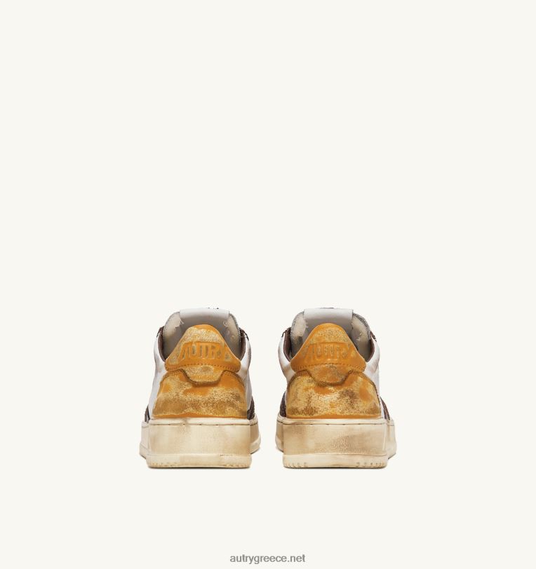 Autry άνδρες super vintage χαμηλό sneaker σε λευκό καφέ και μελί δέρμα 04FXF30 - Image 3