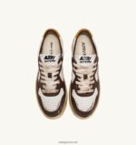 Autry άνδρες super vintage χαμηλό sneaker σε λευκό καφέ και μελί δέρμα 04FXF30 - Image 5