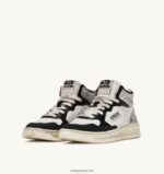 Autry άνδρες super vintage mid sneakers σε δερμάτινο λευκό μαύρο και ασημί 04FXF35 - Image 2