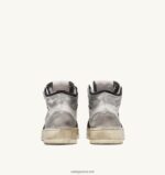 Autry άνδρες super vintage mid sneakers σε δερμάτινο λευκό μαύρο και ασημί 04FXF35 - Image 3