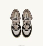 Autry άνδρες super vintage mid sneakers σε δερμάτινο λευκό μαύρο και ασημί 04FXF35 - Image 5