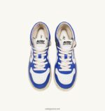 Autry άνδρες super vintage mid sneakers σε δερμάτινο λευκό μπλε και μαύρο 04FXF34 - Image 5
