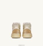 Autry άνδρες super vintage mid sneakers σε κιτρινωπό εφέ δερμάτινο λευκό 04FXF67 - Image 3