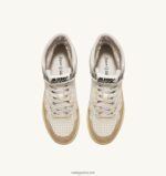 Autry άνδρες super vintage mid sneakers σε κιτρινωπό εφέ δερμάτινο λευκό 04FXF67 - Image 5