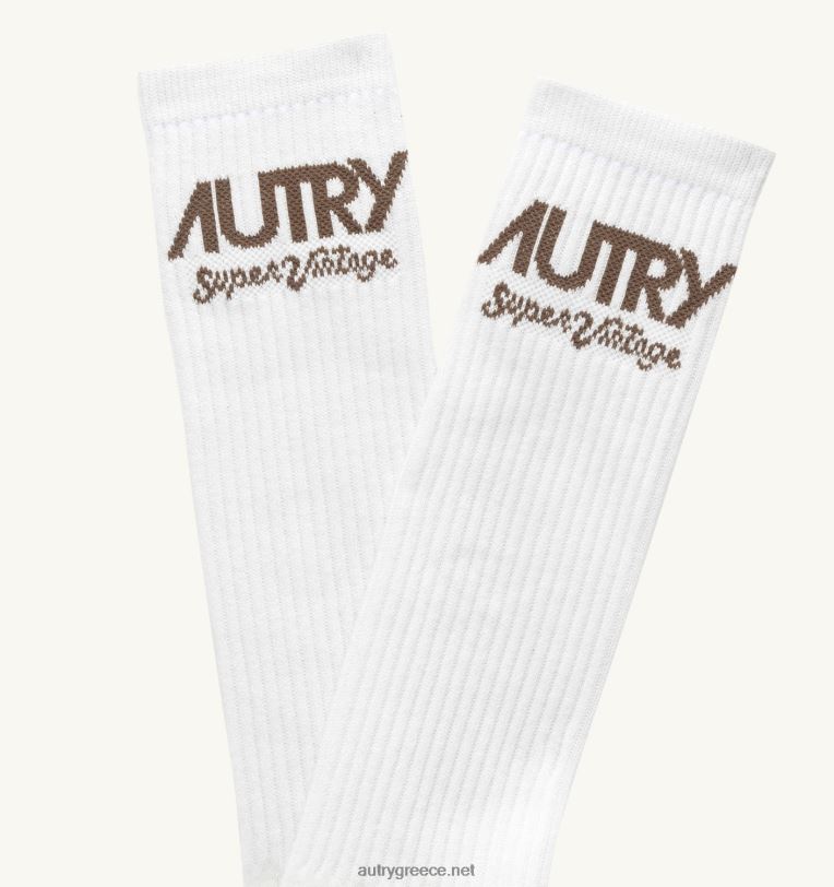 Autry άνδρες supervintage λογότυπο κάλτσες λευκές 04FXF154 - Image 3