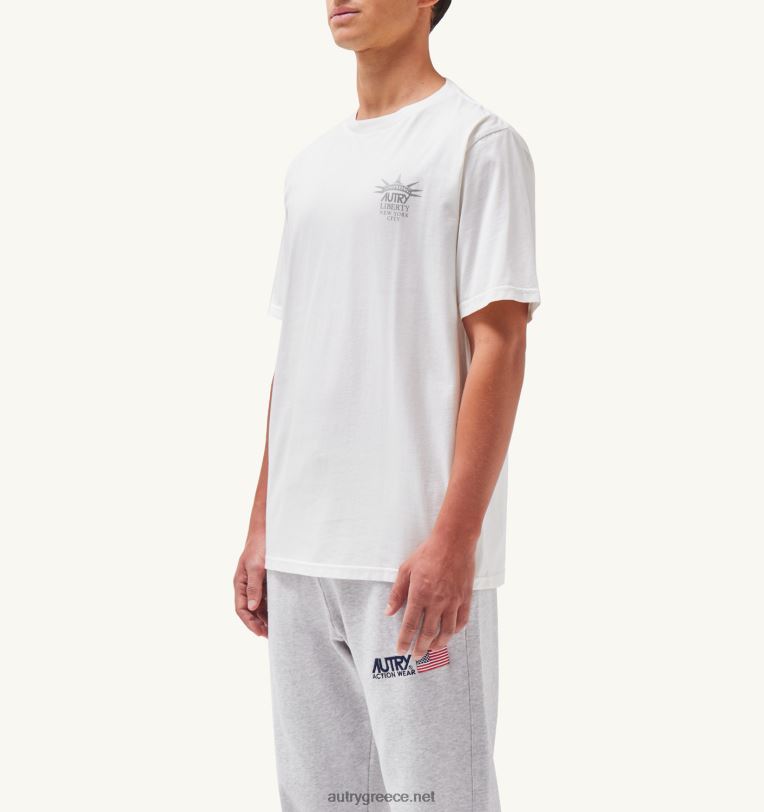 Autry άνδρες T-shirt με λαιμόκοψη liberty print crew λευκό 04FXF117 - Image 2