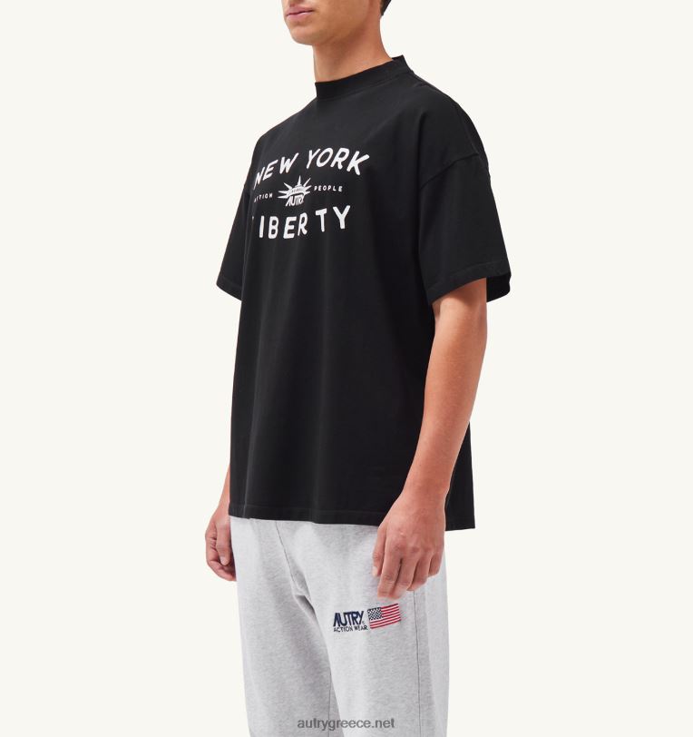 Autry άνδρες T-shirt με λαιμόκοψη liberty print crew μαύρο 04FXF115 - Image 2
