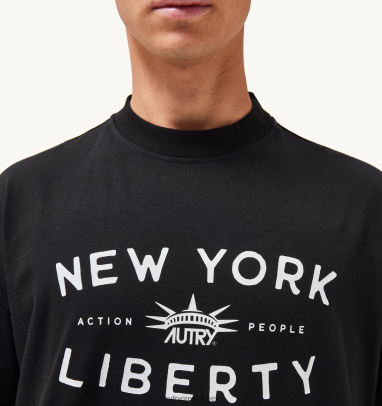 Autry άνδρες T-shirt με λαιμόκοψη liberty print crew μαύρο 04FXF115 - Image 4