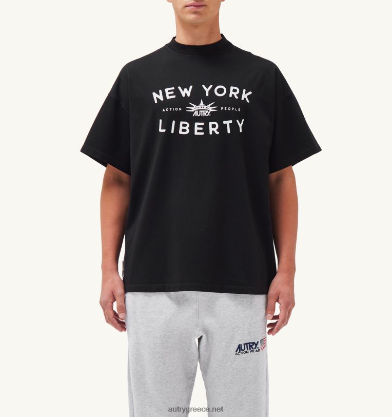 autry_ceaccebdceb4cf81ceb5cf82_t_shirt_cebcceb5_cebbceb1ceb9cebccf8ccebacebfcf88ceb7_liberty_print_crew_cebcceb1cf8dcf81cebf_04fxf115.jpg Autry άνδρες T-shirt με λαιμόκοψη liberty print crew μαύρο 04FXF115 - Image 1