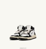 Autry γυναίκες δίχρωμα mid sneakers medalist σε δερμάτινο λευκό και μαύρο 04FXF187 - Image 2