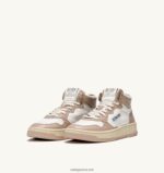 Autry γυναίκες δίχρωμα mid sneakers medalist σε δερμάτινο λευκό και μανιτάρι 04FXF193 - Image 2