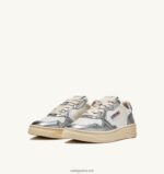 Autry γυναίκες δίχρωμα mid sneakers medalist σε δερμάτινο λευκό και ασημί 04FXF225 - Image 2