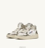 Autry γυναίκες δίχρωμα mid sneakers medalist σε δερμάτινο λευκό και πλατινέ 04FXF237 - Image 2