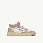 Autry γυναίκες δίχρωμα mid sneakers medalist σε δερμάτινο λευκό και μανιτάρι 04FXF193