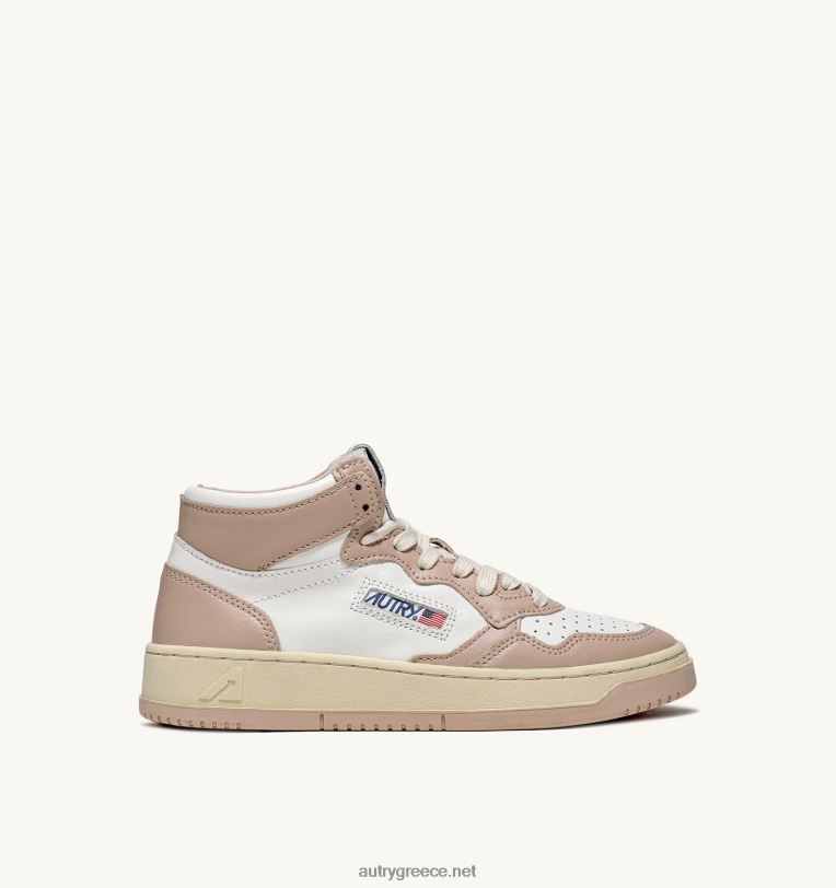 autry_ceb3cf85cebdceb1ceafcebaceb5cf82_ceb4ceafcf87cf81cf89cebcceb1_mid_sneakers_medalist_cf83ceb5_ceb4ceb5cf81cebcceaccf84ceb9ceb.jpg Autry γυναίκες δίχρωμα mid sneakers medalist σε δερμάτινο λευκό και μανιτάρι 04FXF193 - Image 1