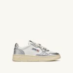 Autry γυναίκες δίχρωμα mid sneakers medalist σε δερμάτινο λευκό και ασημί 04FXF225