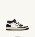 Autry γυναίκες δίχρωμα mid sneakers medalist σε δερμάτινο λευκό και μαύρο 04FXF187