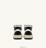Autry γυναίκες δίχρωμα mid sneakers medalist σε δερμάτινο λευκό και μαύρο 04FXF187 - Image 3